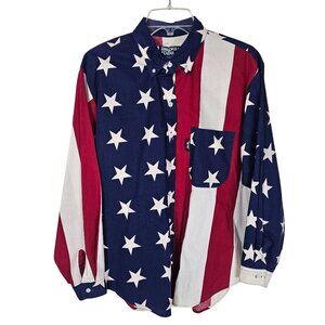 Vintage 90s Brooks & Dunn American Flag Button Down Shirt M Panhandle Slim USA